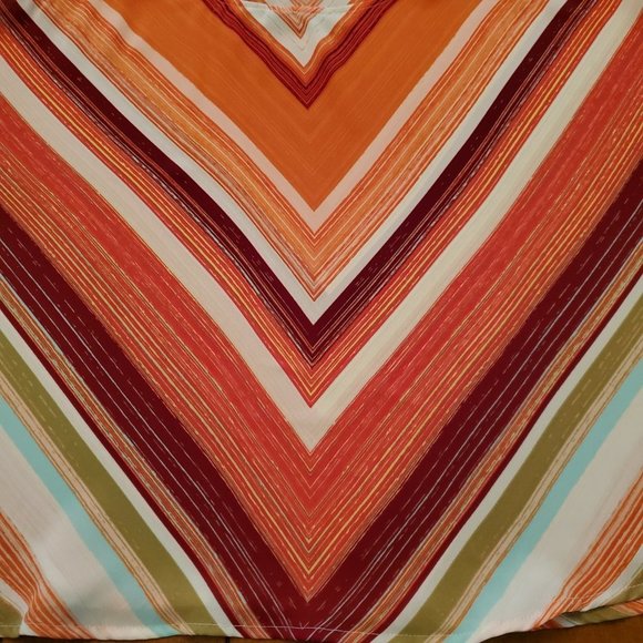 Apt 9 Orange White Maroon Olive Green Aqua V Striped Sleeveless Crop Top Sz L - Picture 12 of 15